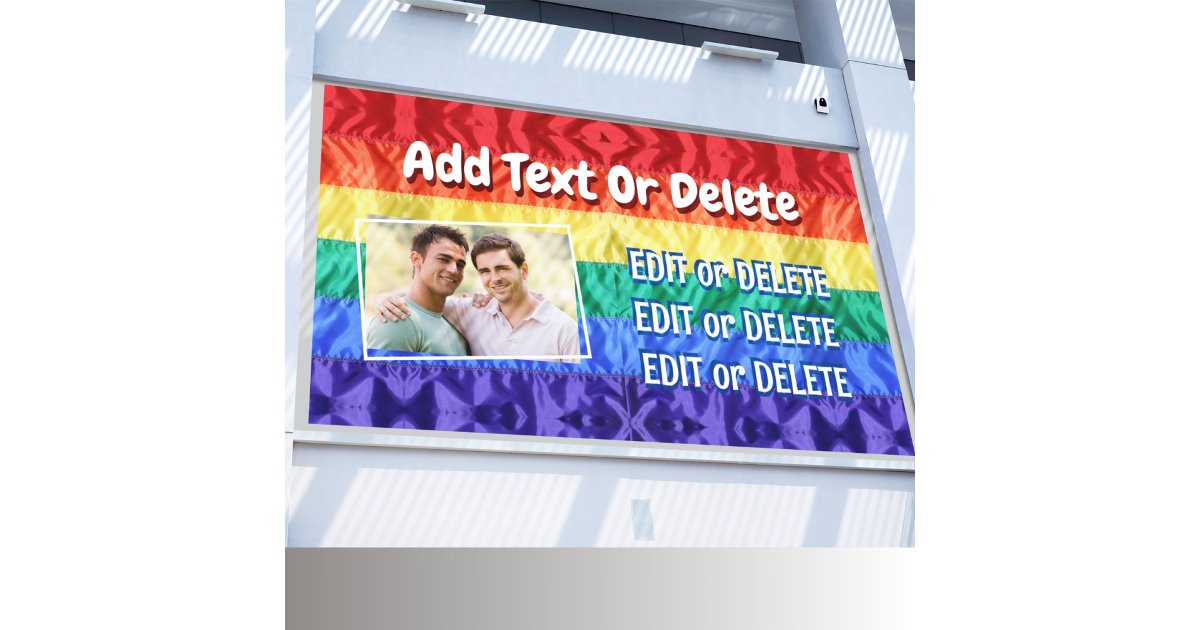 Custom photo Gay pride Rainbow flag background Banner | Zazzle
