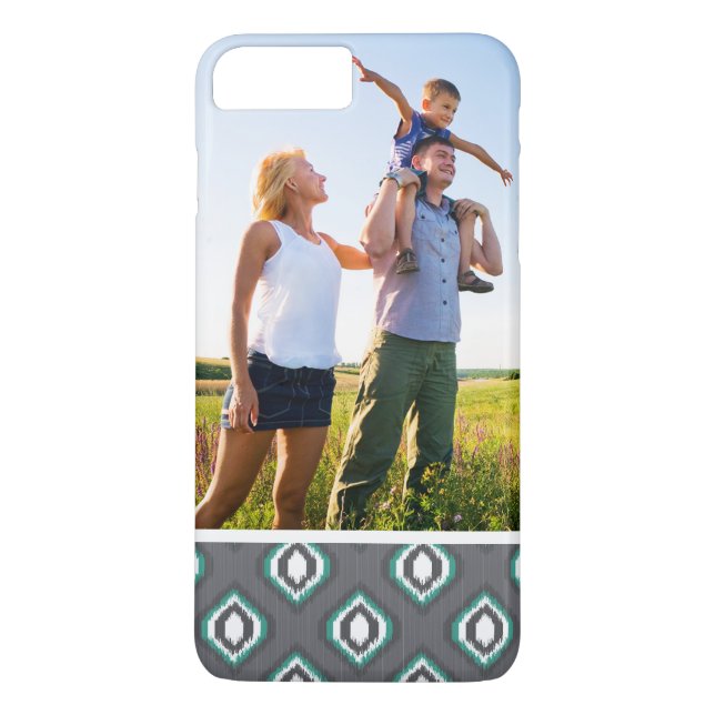 Custom Photo Geometric retro ikat tribal pattern Case-Mate iPhone Case (Back)