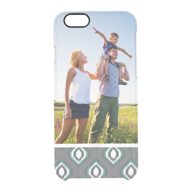 Custom Photo Geometric retro ikat tribal pattern Uncommon iPhone Case (Back)
