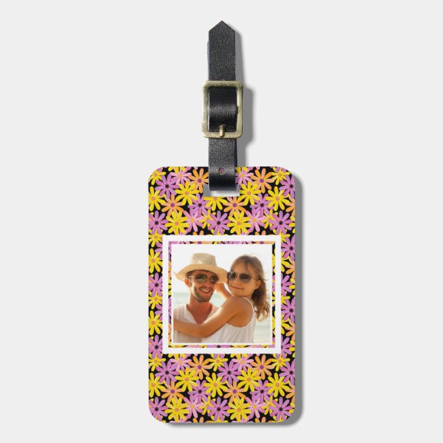 Custom Photo Gerbera flowers pattern, background Luggage Tag (Front Vertical)