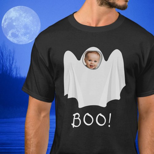 Custom photo ghost boo spooky Happy Halloween fun T_Shirt