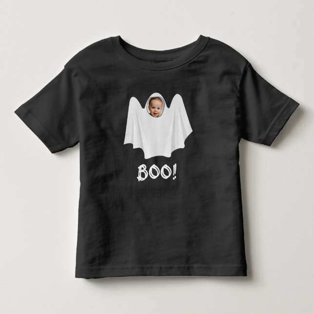 Custom photo ghost boo spooky Happy Halloween fun Toddler T-shirt (Front)