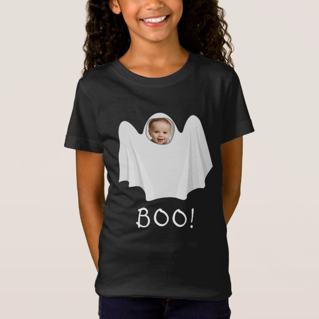 Custom Photo Ghost BOO Spooky Happy Halloween T-Shirt (Front)