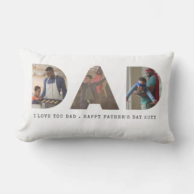 Custom Photo T Dad Fathers Day Photo Lumbar Pillow Zazzle 9384