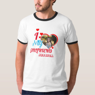 Custom Photo Gift: "I love My Girlfriend Jessica T-Shirt