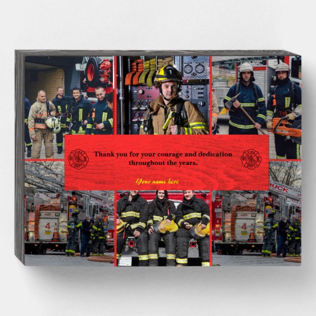 Custom photo Gift Retired Firefighter wood box (Front Horizontal)