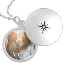 Custom  Photo Gift Sisters Script Locket Necklace