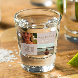 Custom Photo Gifts for 21 Year Old Female Beige Shot Glass
