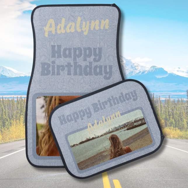 Custom Photo Gifts for 21 Year Old Female Blue Car Floor Mat (Gifts for 21 Year Old Female)