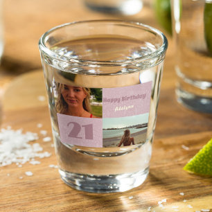 Custom Photo Gifts for 21 Year Old Female Pink Shot Glass
