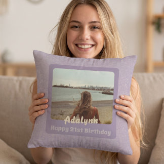 Custom Photo Gifts for 21 Year Old Female Violet Throw Pillow