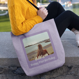 Custom Photo Gifts for 21 Year Old Female Violet Tote Bag