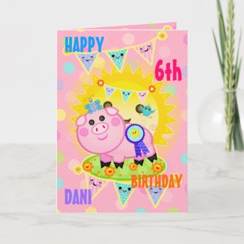 Custom Photo Gilr's Pig Birthday Card by jamiecreates1 at Zazzle