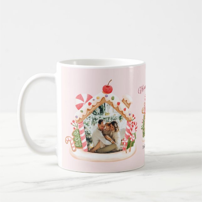 Custom Photo Gingerbread House Christmas Coffee Mug (Left)