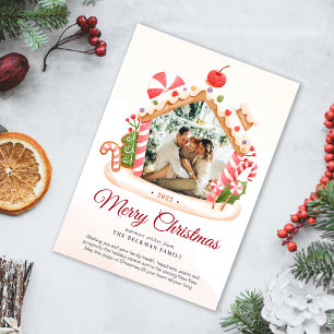 Custom Photo Gingerbread House Christmas Holiday Card