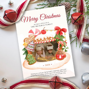 Custom Photo Gingerbread House Christmas Holiday Card