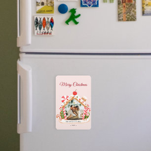 Custom Photo Gingerbread House Merry Christmas Magnet