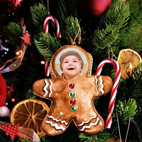 Custom photo gingerbread man ornament