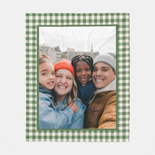 Custom Photo Gingham Family Keepsake Blanket Gift