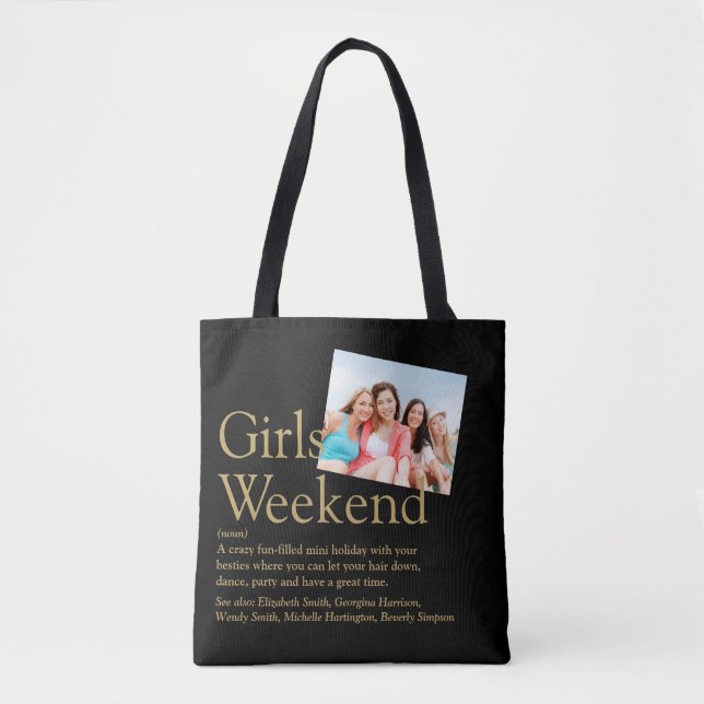 Custom Photo Girls Weekend Definition Tote Bag (Front)