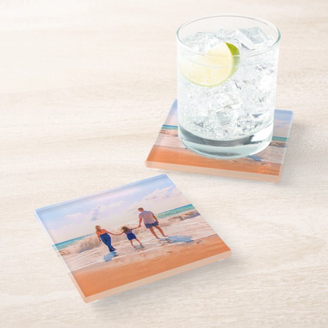 Custom Photo Glass Coaster Your Favorite Photos (Angled)