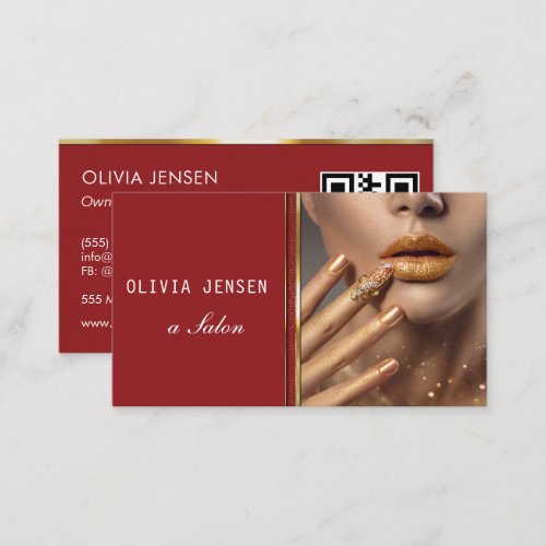 custom Photo Glitter Sparkling Nail Beauty Salon  Business Card