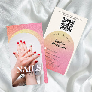 custom Photo Glitter Sparkling Nail Beauty Salon Business Card