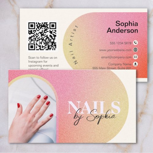 custom Photo Glitter Sparkling Nail Beauty Salon Business Card