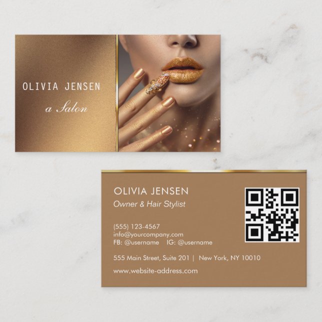 custom Photo Glitter Sparkling Nail Beauty Salon  Business Card (Front/Back)