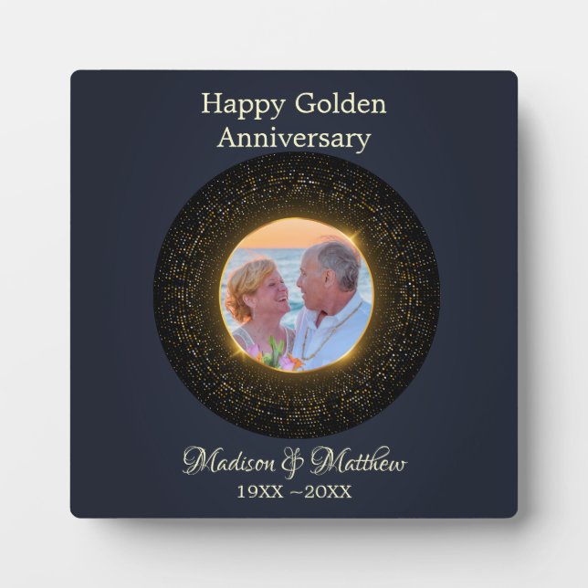 Custom Photo Glittering 50th Anniversary  Plaque (Front)