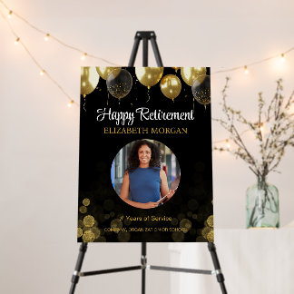 Custom Photo Gold Balloon Retirement Party  Foam Board