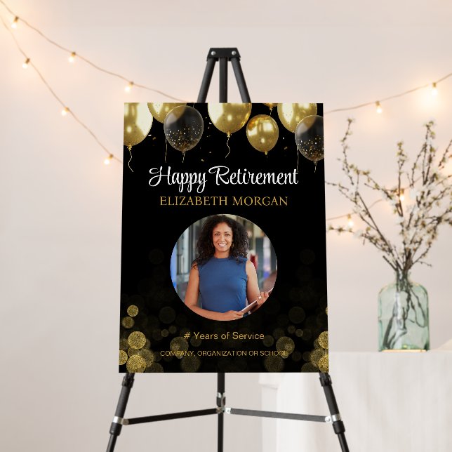 Custom Photo Gold Balloon Retirement Party  Foam Board (In Situ (Stand))