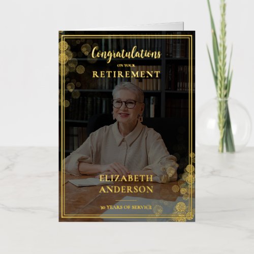 Custom Photo Gold Confetti Retirement Employee