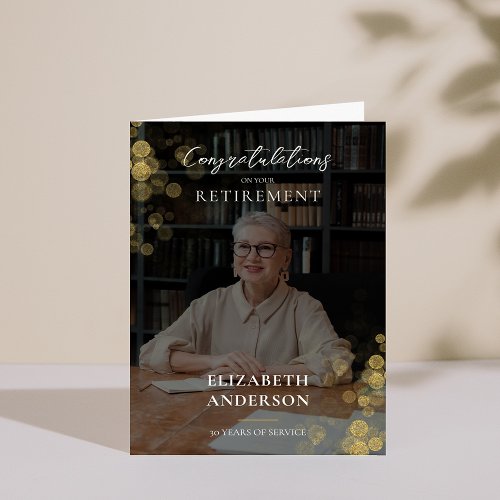 Custom Photo Gold Confetti Retirement Employee