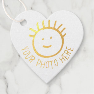 Custom Photo GOLD FOIL HEART FAVOR TAGS Template
