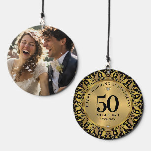 Custom Photo Gold Mandala 50th Wedding Anniversary Wind Chime