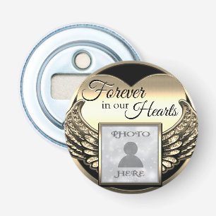 Custom Photo Gold Memorial Heart Bottle Opener