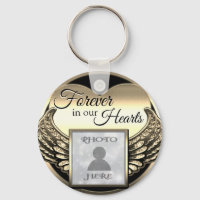 Custom Photo Gold Memorial Heart Keychain