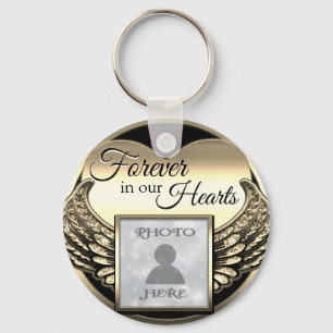 Custom Photo Gold Memorial Heart Keychain