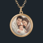 Custom Photo Gold Plated Necklace<br><div class="desc">Personalized Photo Gold Plated Necklace
Easily add your images to this keychain template. this model allows for a different photo on the front and back of the keychain. Great gift for family,  friends,  parents,  grandparents,  wife and children.</div>