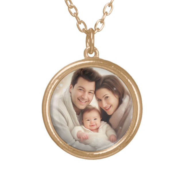 Custom Photo Gold Plated Necklace (Front)