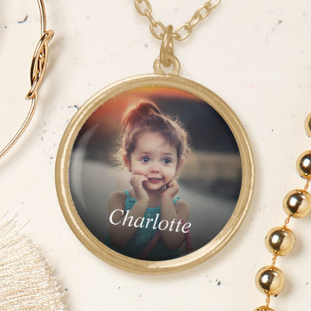 Custom Photo Gold Plated Necklace by customphotogifts at Zazzle