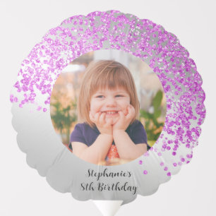 Custom Photo & Gold Princess Gown Pink Glitter Balloon