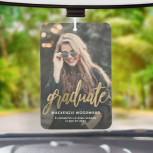 Custom Photo Gold Script Graduation Air Freshener