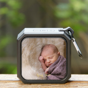 Custom Photo Gold Text Tough Outdoor Waterproof Bluetooth Speaker