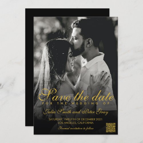 Custom Photo Gold Typography Save The Date Invitation