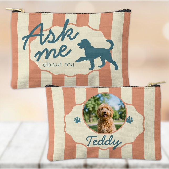 Custom Photo Golden Doodle Ask Me About My Dog Accessory Pouch (Creator Uploaded)