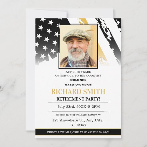 Custom Photo Golden Line Air Force Retirement 