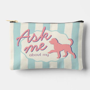 Custom Photo Goldendoodle Dog Mom Retro Stripes Accessory Pouch