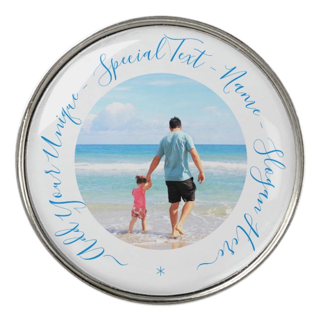 Custom Photo Golf Ball Marker with Text (Front)